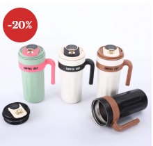 (ON SALES) 680ML BIG SIZE TEMPERATURE DISPLAY SMART COFFEE STAINLESS STEEL THERMOS MUG/VACUUM FLASK(For hot or Cold)