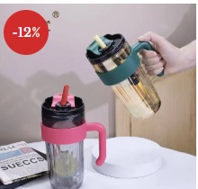 (ON SALES) 780ML QUALITY STRONG LARGE CAPACITY OFFICE MUG,STRAW WATER,SMOOTHIE,COFFEE TRAVEL CUP WITH HANDLE