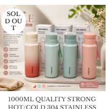 1000ML QUALITY STRONG HOT/COLD 304 STAINLESS INNER WATER FLASK DESIGN 08(Comes in a color box)